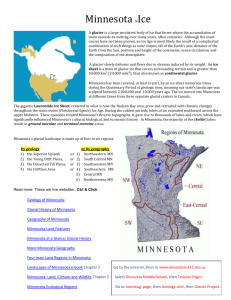Minnesota NIce A glacier is a large persistent body of ice that forms