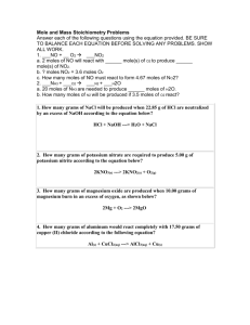 Stoichiometry Worksheet 2 (Mole