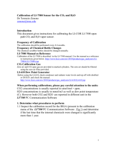 Calibration of LI-7500 Sensor for the CO2 and H2O Dr Terenzio