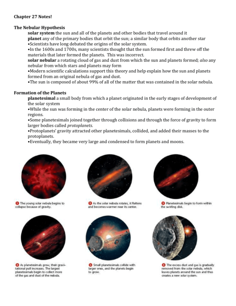 nebular hypothesis notes