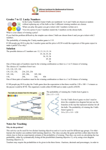 Notes for Teachers – Lucky Numbers
