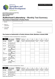 Salmonella monthly laboratory test summary form
