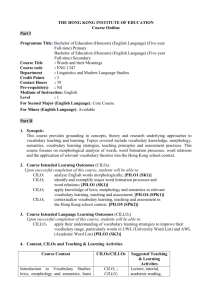 THE HONG KONG INSTITUTE OF EDUCATION Course Outline Part