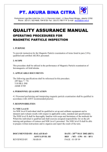 procedure for magnetic particle inspection