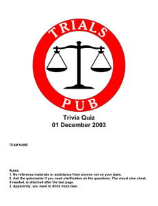 Trivia Quiz - Trials Pub