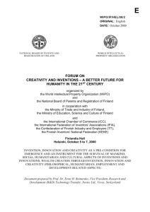 WIPO/IP/HEL/00/2: Invention, Innovation and Creativity as a Pre
