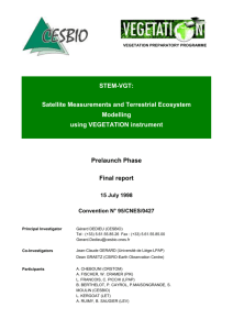 Final report of pre launch phase () - vegetation
