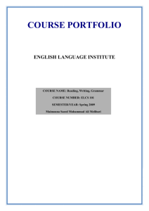 Academic Assessment Unit Course Portfolio ENglish language