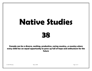 Native Studies 38 - Sun West School Division