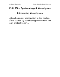 PHIL 340A – Metaphysics - POST