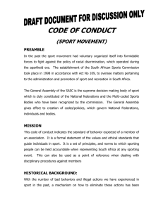 CODE CONDUCT: - Sport and Recreation South Africa