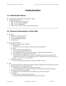 Authentication - Computing and Information Studies