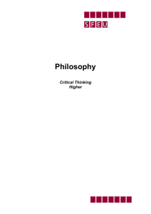 Philosophy: Critical Thinking for Higher