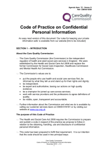 Code of Practice for confidential personal information