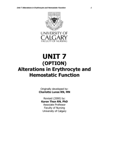 Section 1: Anemia - University of Calgary