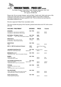FOREIGN TRAVEL - PRICE LIST