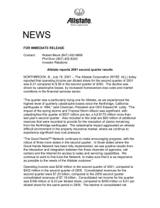 Allstate reports 2001 second quarter results - corporate