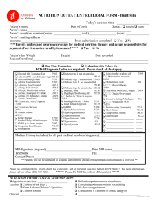 NUTRITION OUTPATIENT REFERRAL FORM