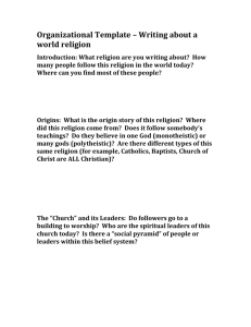 Organizational Template – Writing about a world religion
