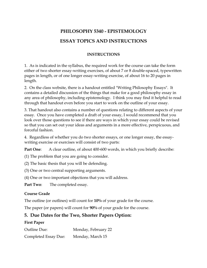  Epistemology Essay 99 Epistemology Topics For Essays Research 