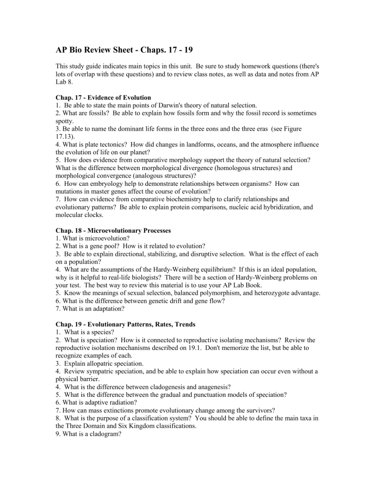 AP Bio Study Notes