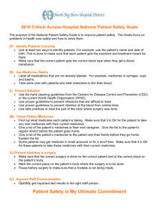 2010 Critical Access Hospital National Patient Safety Goals