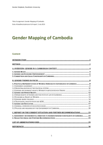 Title of assignment: Gender Mapping of Cambodia