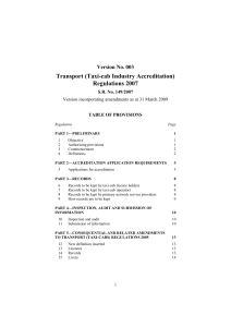 Transport (Taxi-cab Industry Accreditation) Regulations 2007