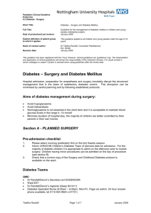 Diabetes – Surgery and Diabetes Mellitus