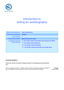 Introduction to writing an autobiography