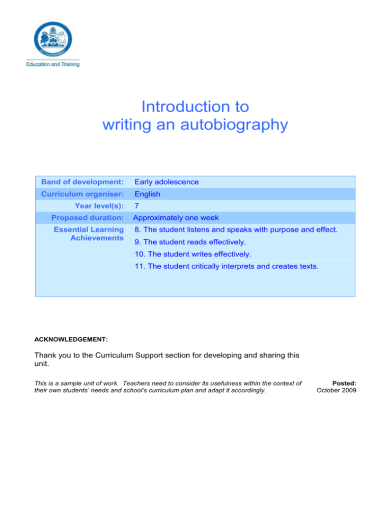 how to write introduction in autobiography