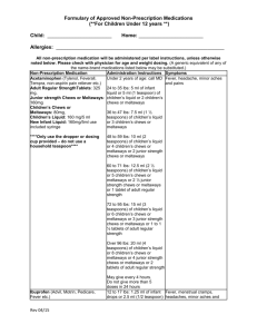 Formulary of Approved Non-Prescription Medications (**For