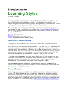 Introduction to Learning Styles by Marcia Conner