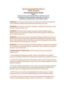 General Assembly Resolution 3 ANA\C Genetics