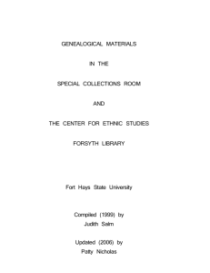 GENEALOGICAL MATERIALS IN THE SPECIAL COLLECTIONS
