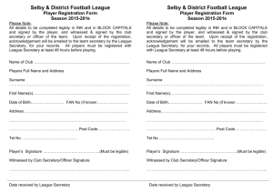 Player Registration Form - Selby and District Football League