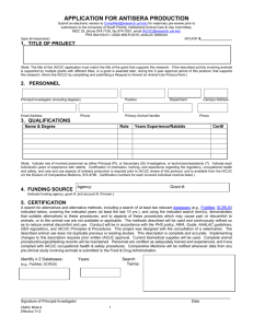 application to for antisera production