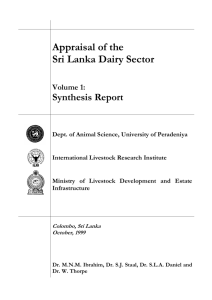 Sri Lanka Dairy Appraisal - Synthesis report