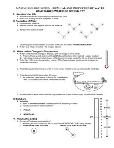 marine biology notes: chemical and properties of