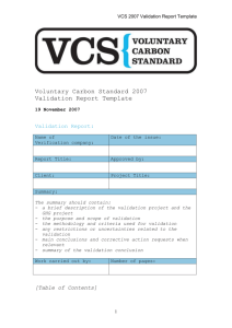 Validation template - Verified Carbon Standard