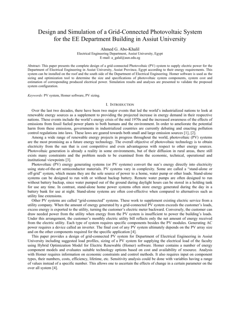 Design And Simulation Of A Grid-Connected Photovoltaic System For