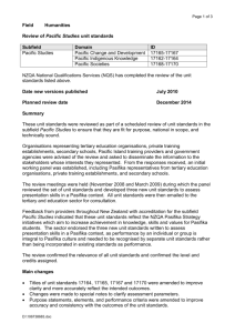 Review of Pacific Studies unit standards