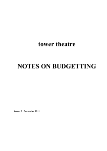 Budgetting - The Tower Theatre Company