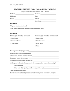 TEACHER INTERVIEW FORM FOR ACADEMIC PROBLEMS