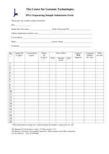 Sample Submission Form for DNA Sequencing
