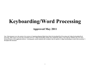 Keyboarding/Word Processing - Regional School District 13