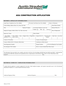 Unescorted AOA CONSTRUCTION Application