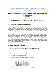 Issues in social epistemology and sociology of knowledge