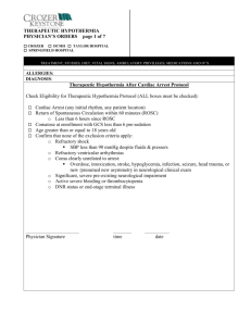 THERAPEUTIC HYPOTHERMIA PHYSICIAN`S ORDERS page 1 of