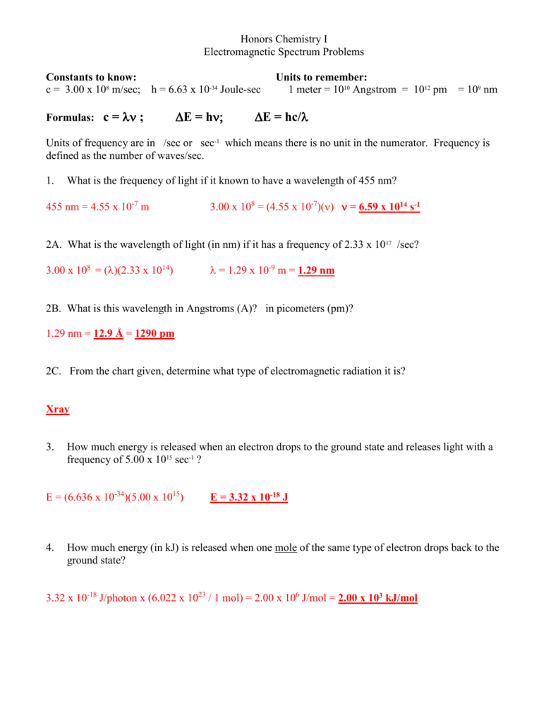 41 Energy Frequency Wavelength Worksheet Answers Worksheet Database